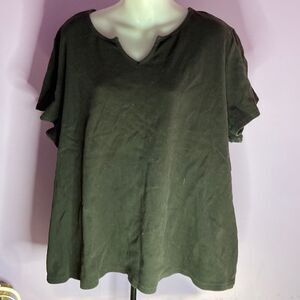 White Stag Women's Black V-Neck T-Shirt Plus Size 4X Short Sleeve Casual Tee
